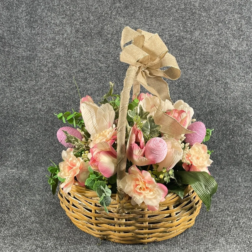 * Spring Tulip Basket Centerpiece
